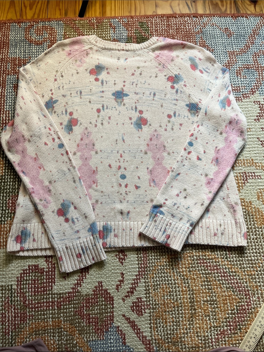 Lisa Todd Boundaries Crewneck Sweater Size L Pink Cream Paint Splatter Knit EUC - Picture 7 of 7